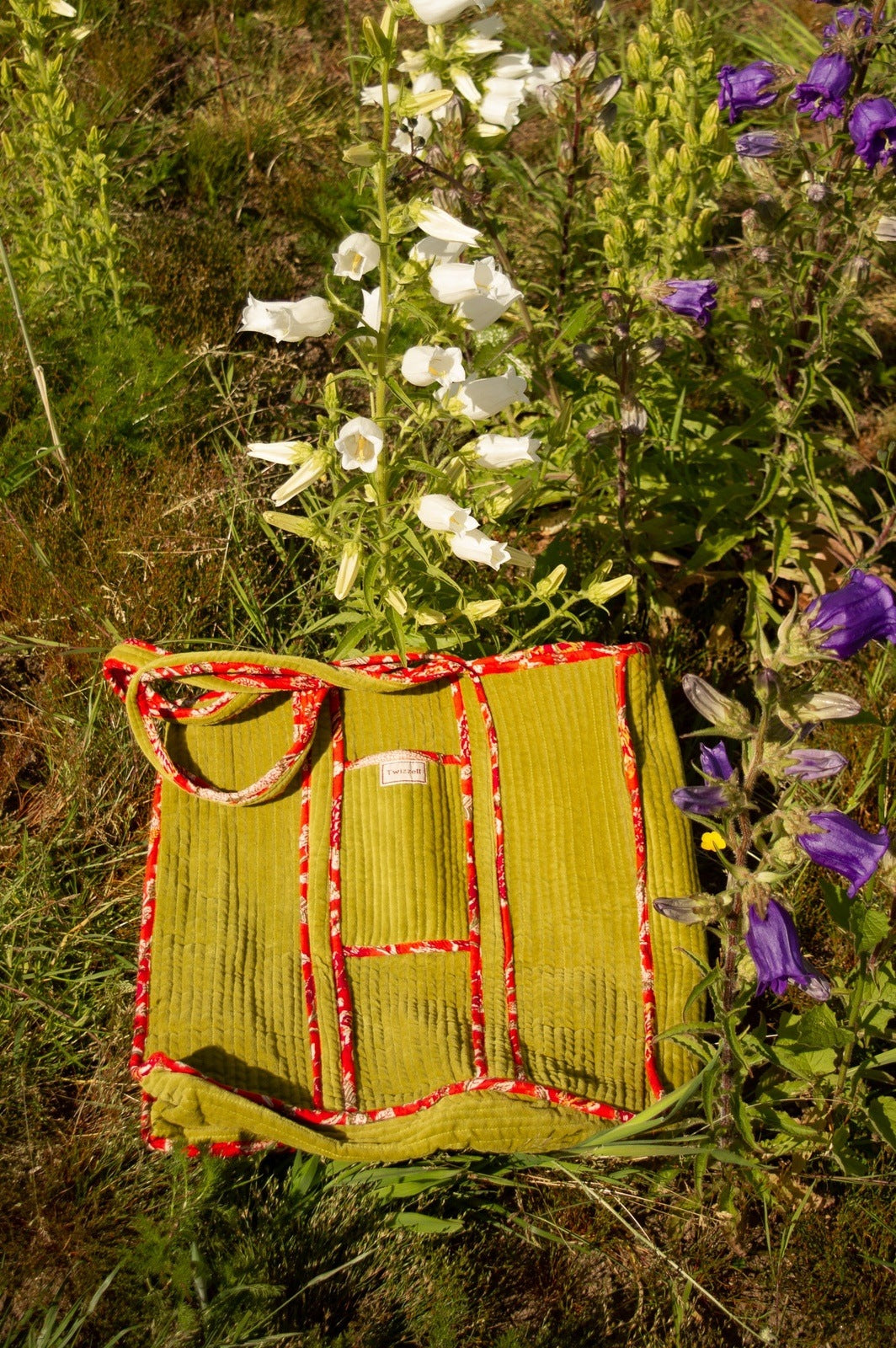 Velvet Reversible Bag - Lime Green and Orange