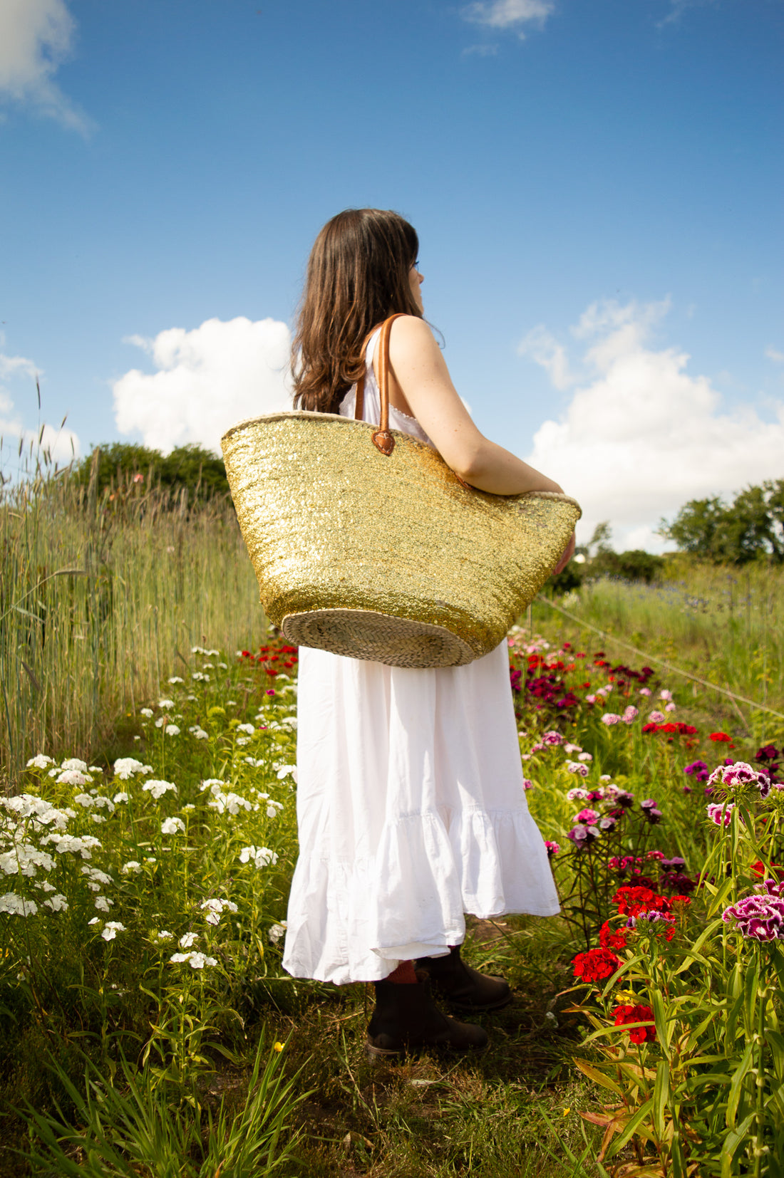 Large Gold Sequin Basket