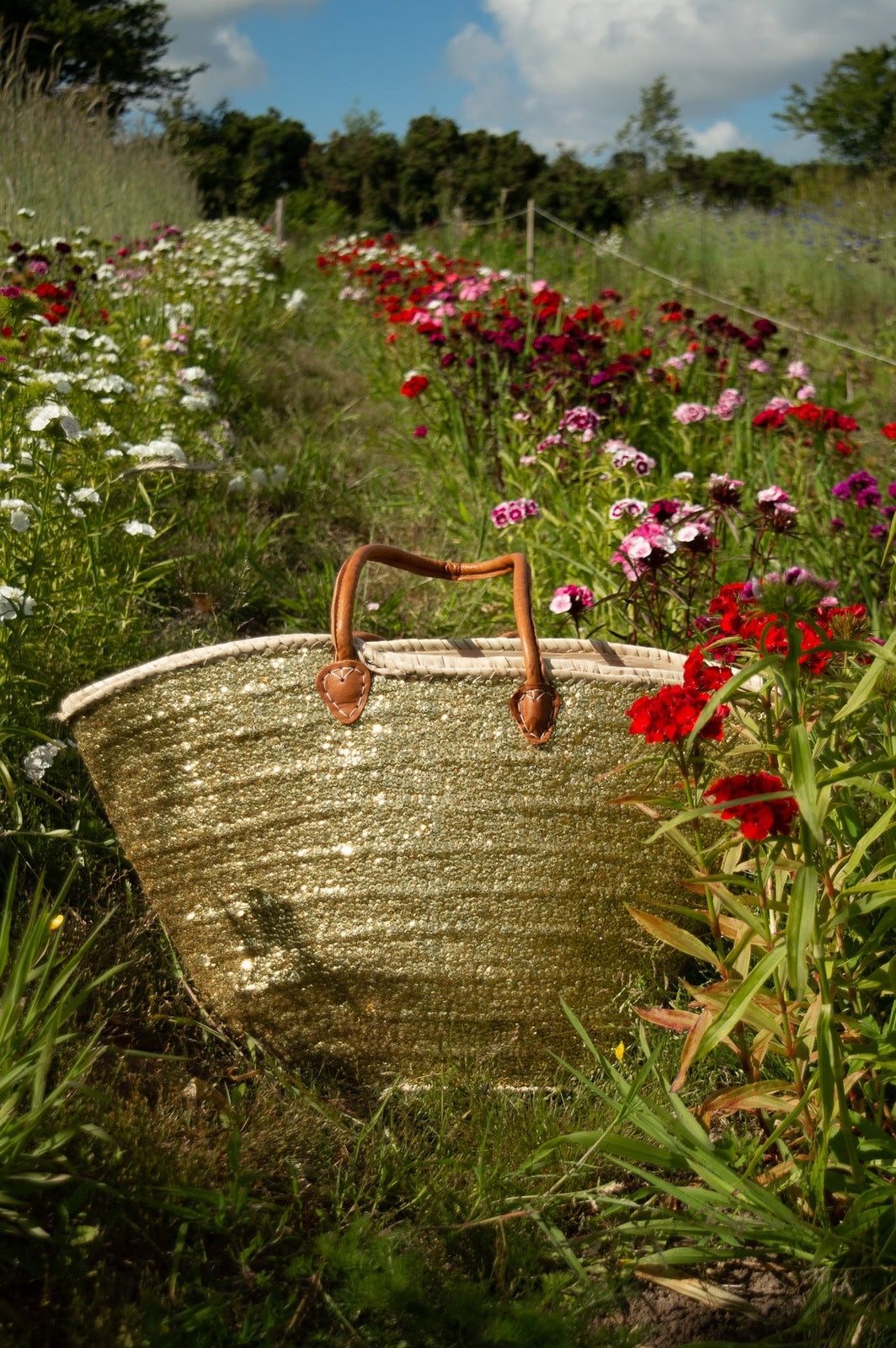 Large Gold Sequin Basket