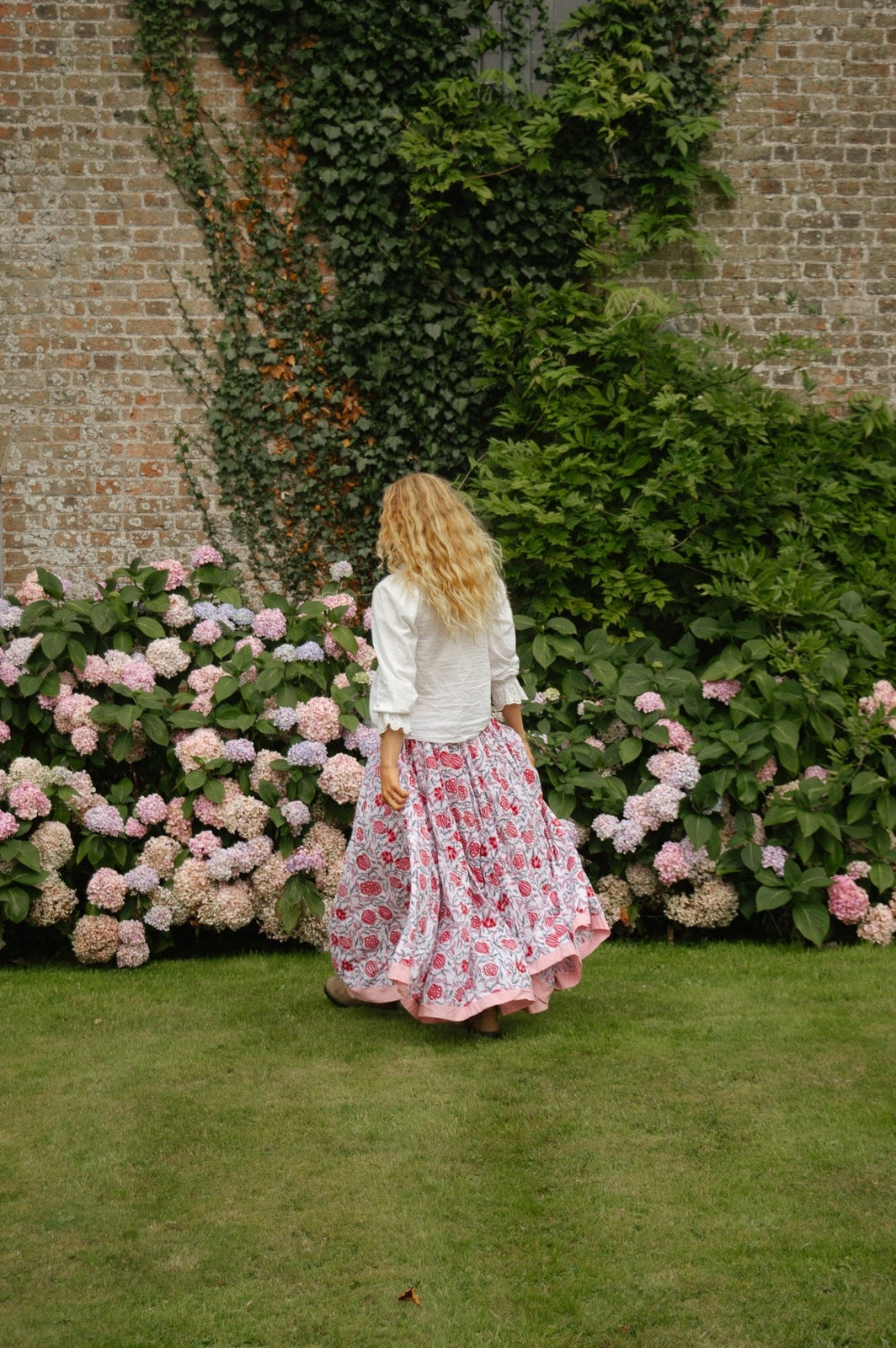 Indian Block Print Skirt - Pink