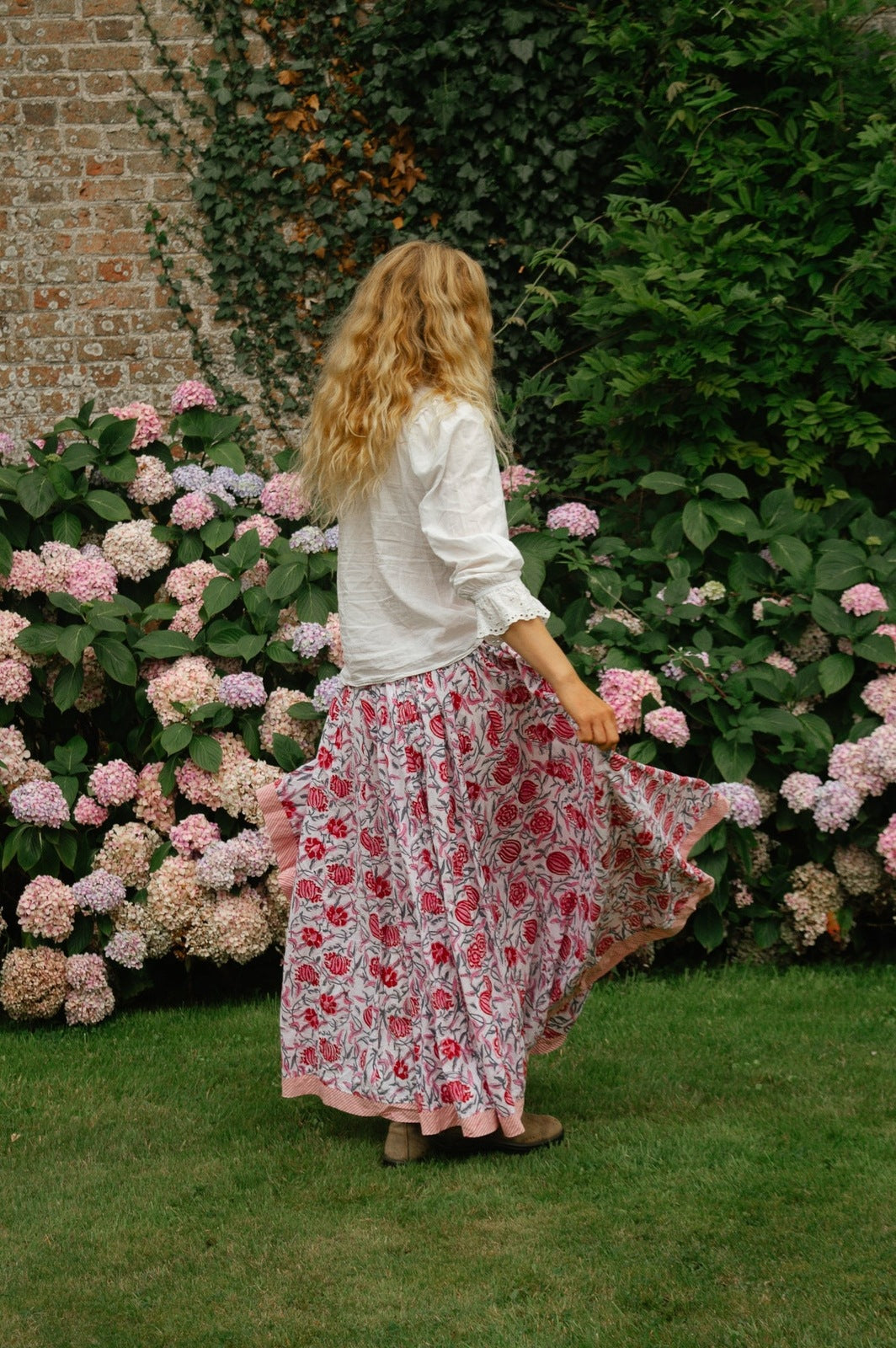 Indian Block Print Skirt - Pink