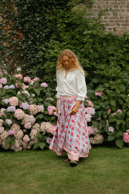 Indian Block Print Skirt - Pink