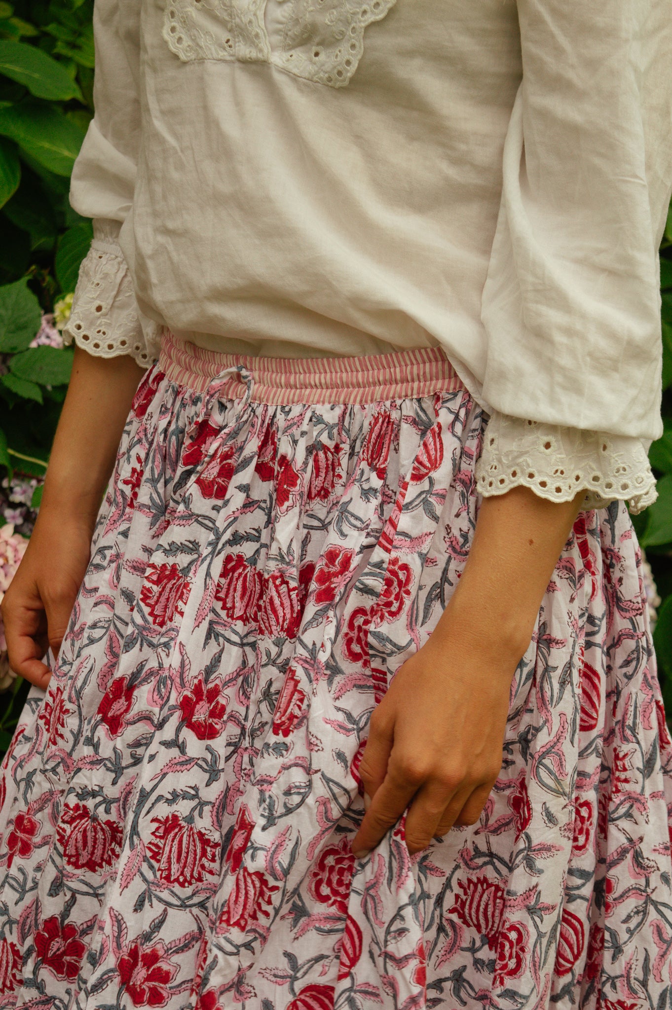 Indian Block Print Skirt - Pink