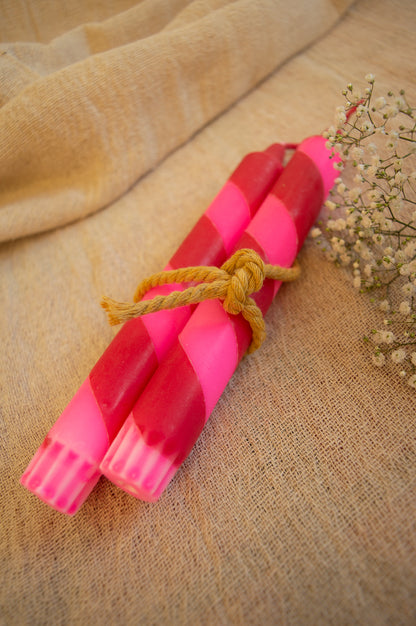 Pink and Red Helter Skelter Candle