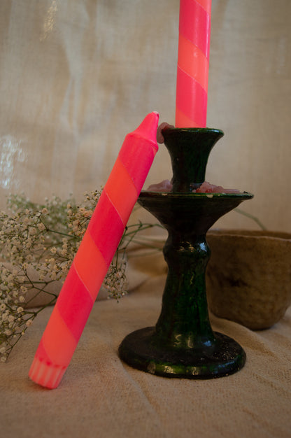Coral and Pink Helter Skelter Candle