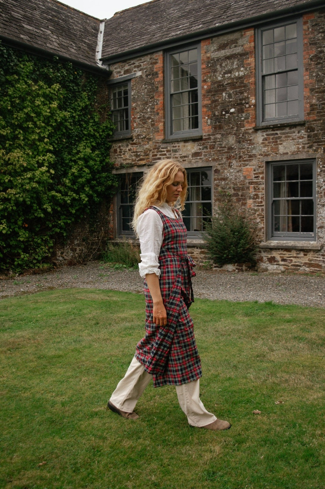 Pinny Dress - Red and Navy Tartan