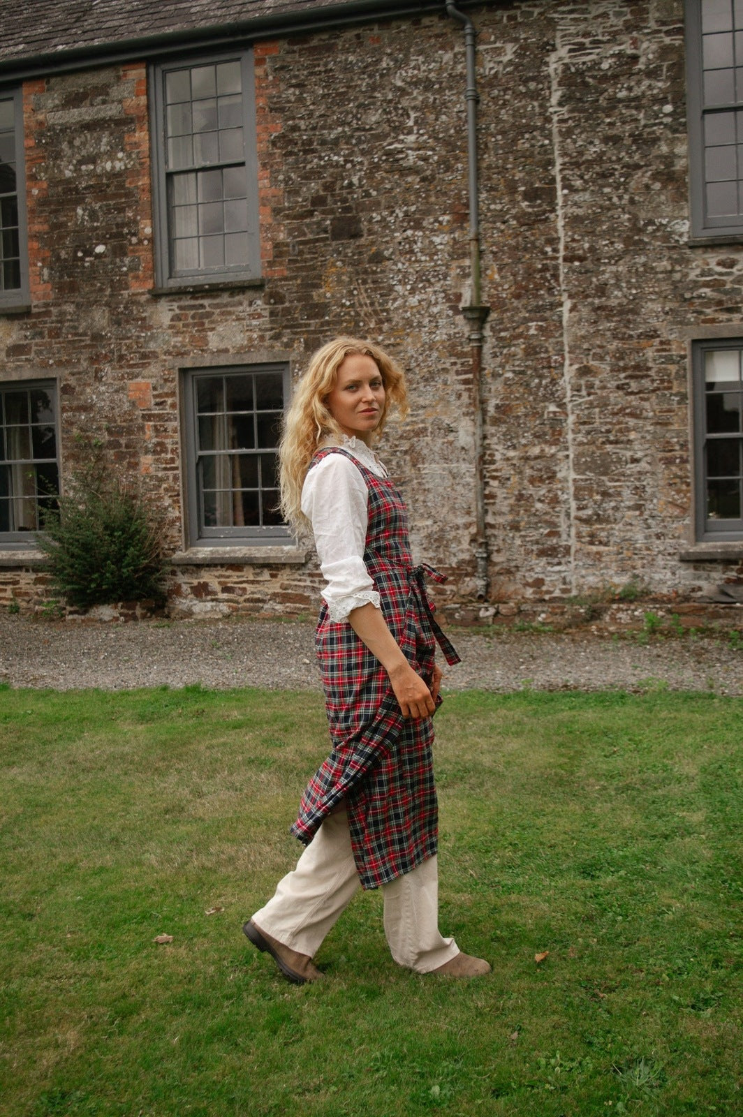 Pinny Dress - Red and Navy Tartan