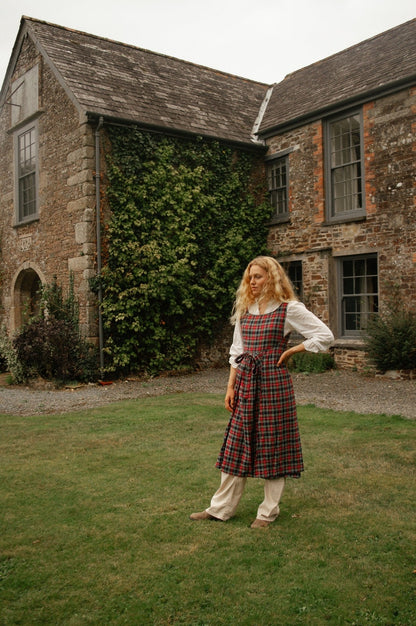 Pinny Dress - Red and Navy Tartan