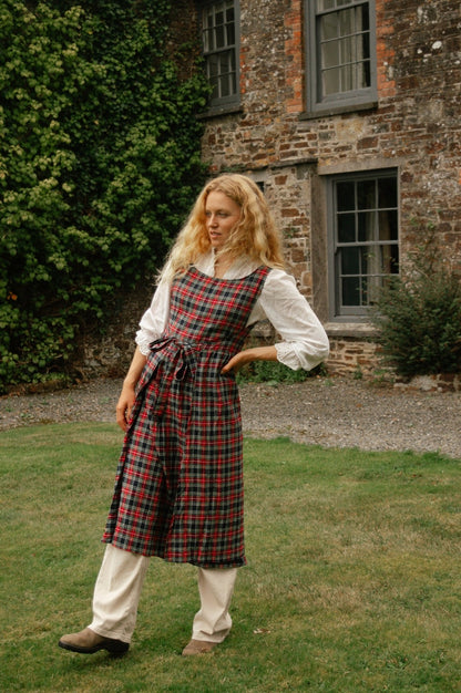 Pinny Dress - Red and Navy Tartan