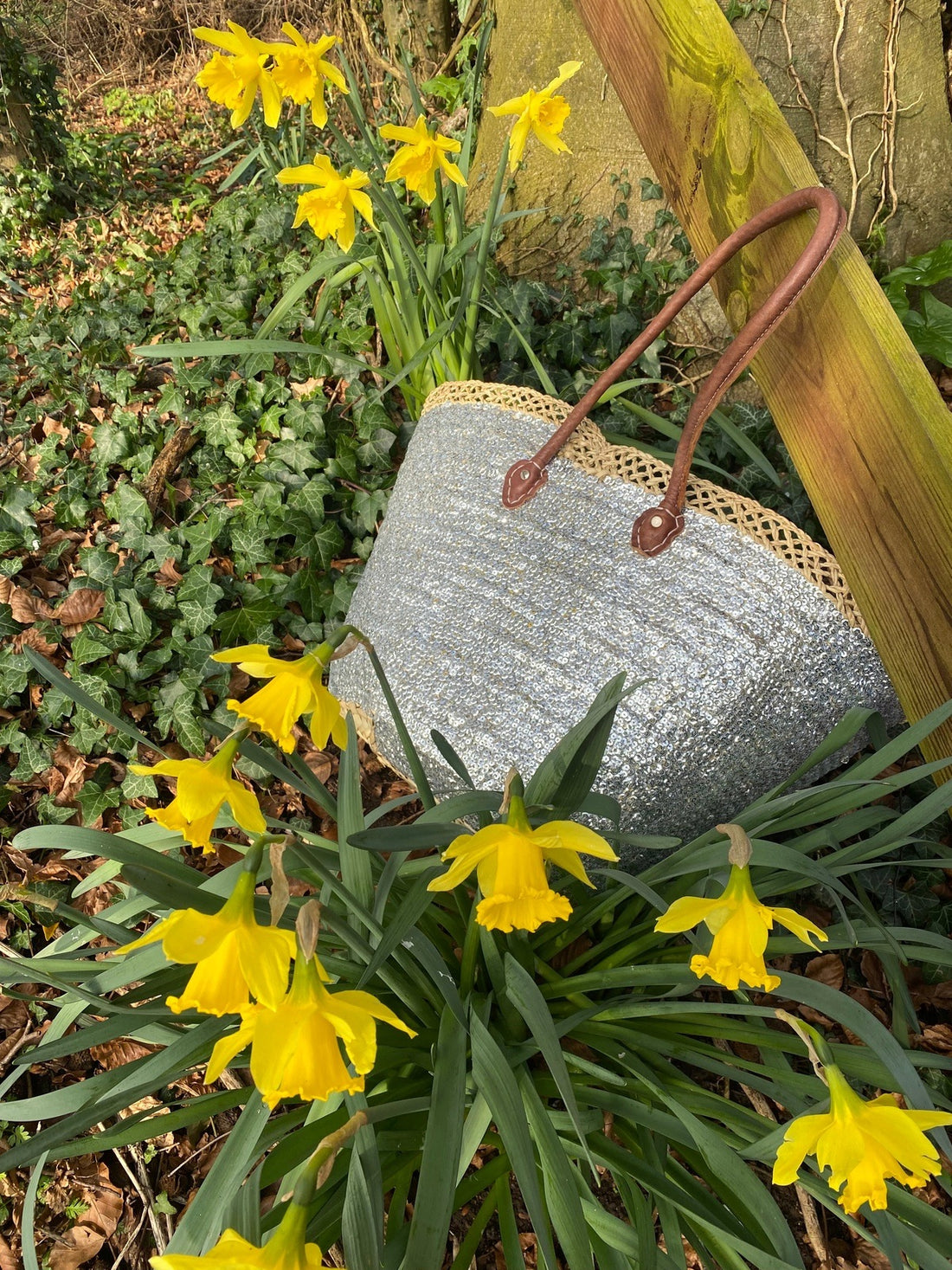 Large Silver Sequin Basket