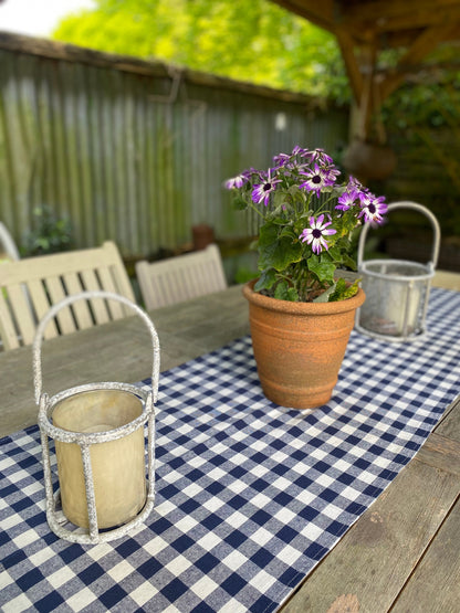 Navy Gingham Table Runner