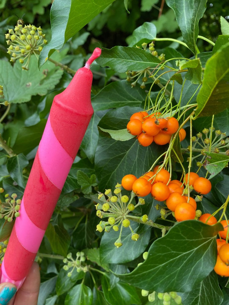 Pink and Red Helter Skelter Candle